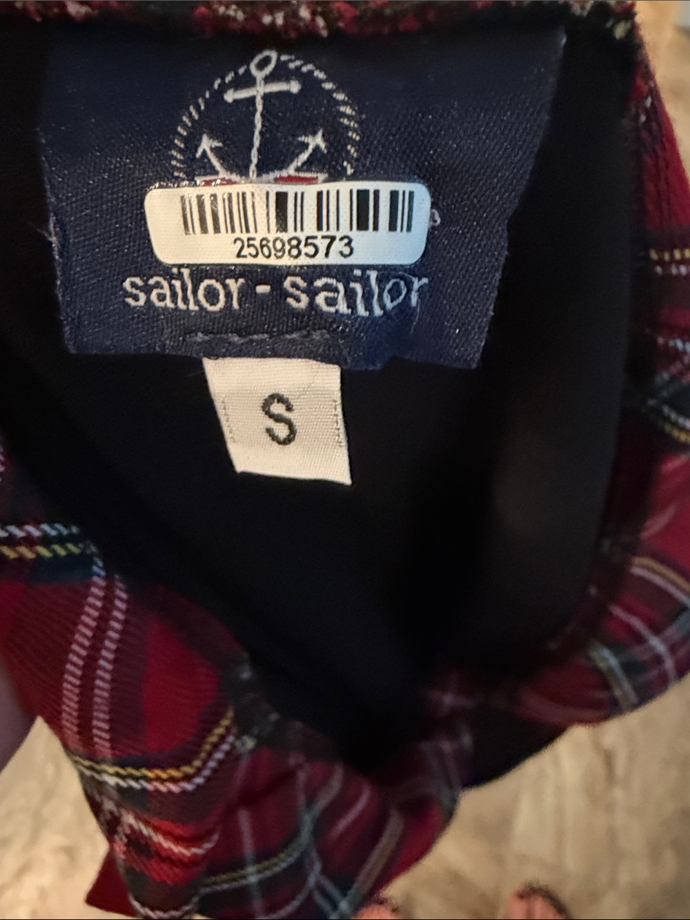 Sailor Sailor Black Shift Dress with Red Plaid Collar S - Picture 6 of 7